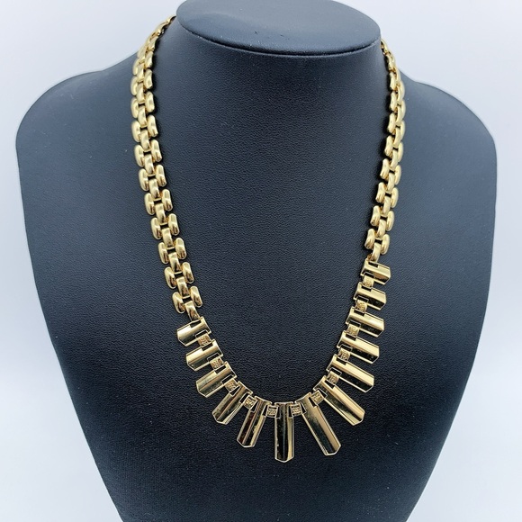 Vintage Gold Plated Cleopatra Fringe Necklace - Picture 1 of 12